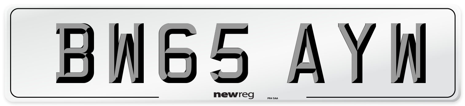 BW65 AYW Number Plate from New Reg